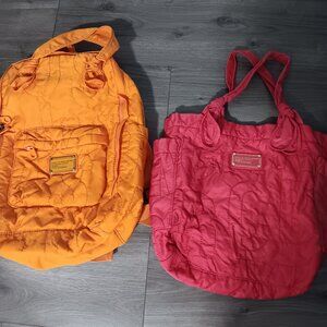 BUNDLE of 2 Marc Jacobs Workeear bags Orange backpack Red Tote Bag embroidered